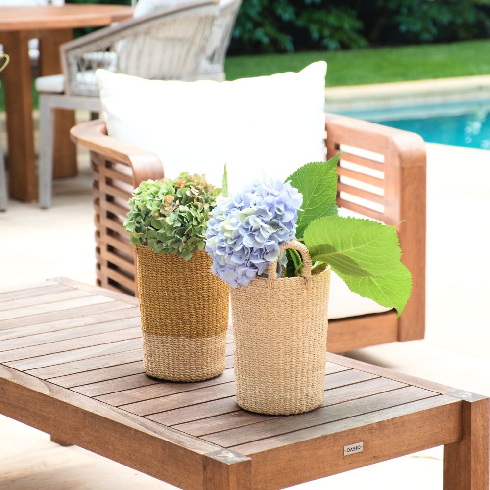 Mustard Tall Woven Basket Vase - Sea Green Designs