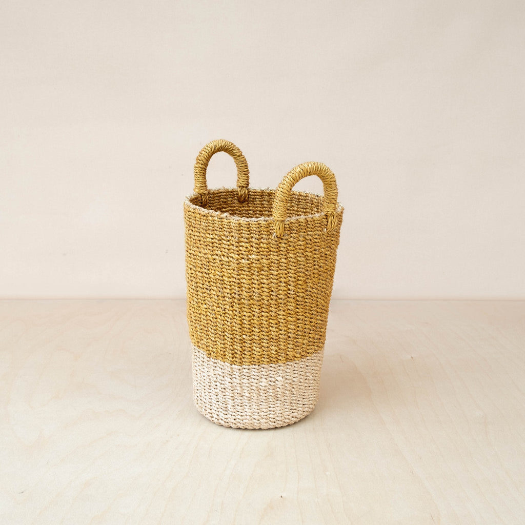 Mustard Tall Woven Basket Vase - Sea Green Designs
