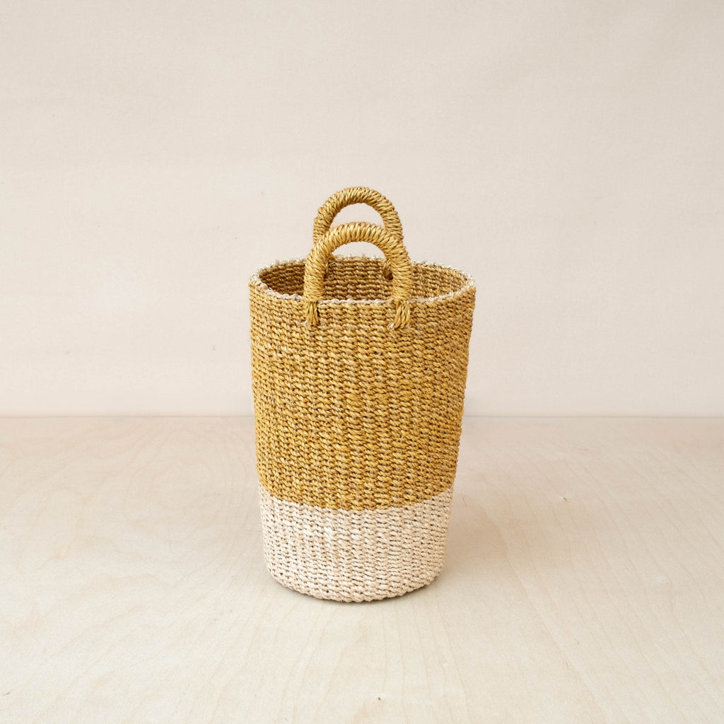 Mustard Tall Woven Basket Vase - Sea Green Designs