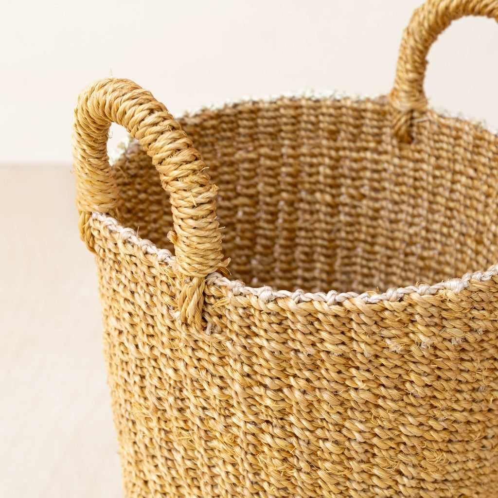 Mustard Tall Woven Basket Vase - Sea Green Designs