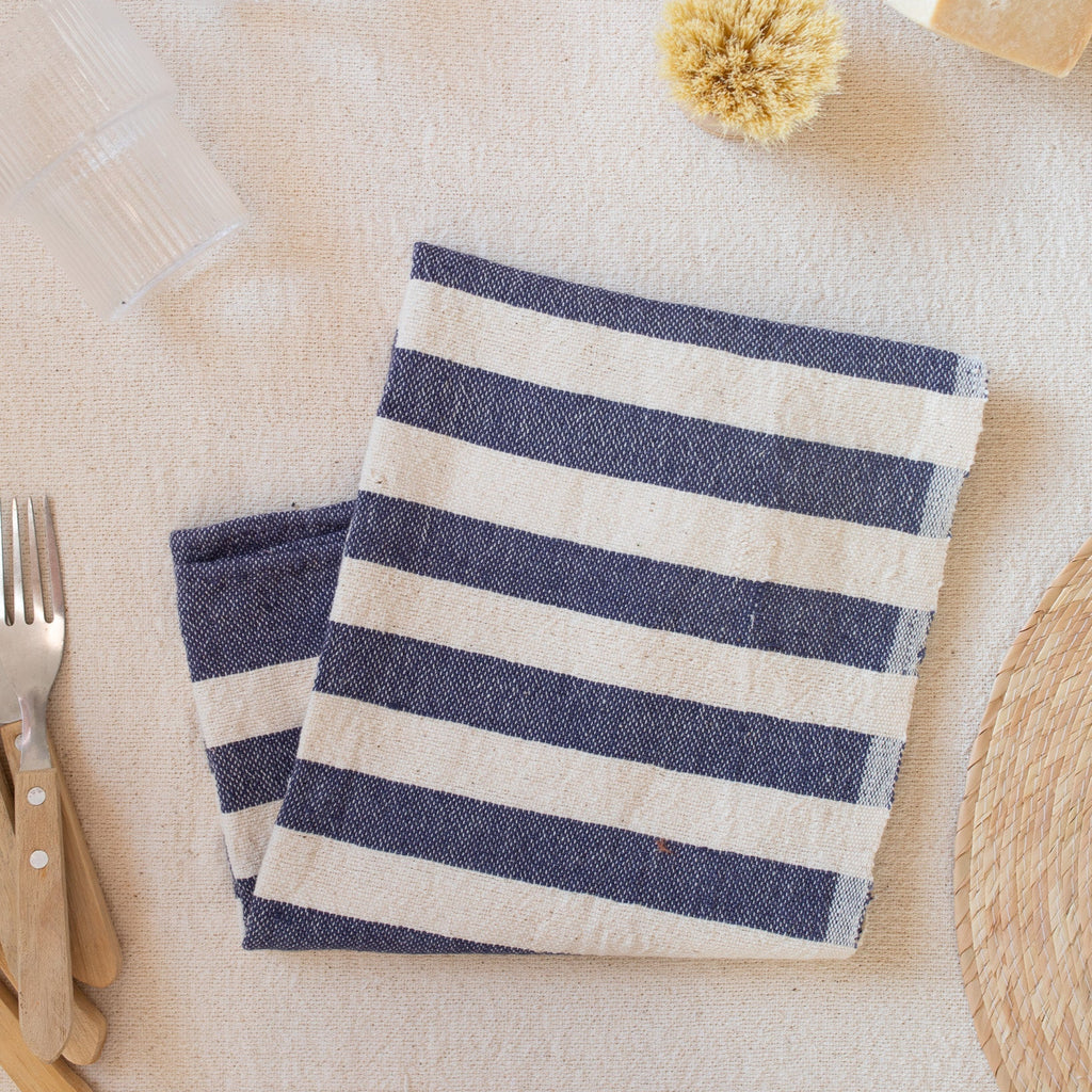 Indigo Stripe Hand Towel - Sea Green Designs