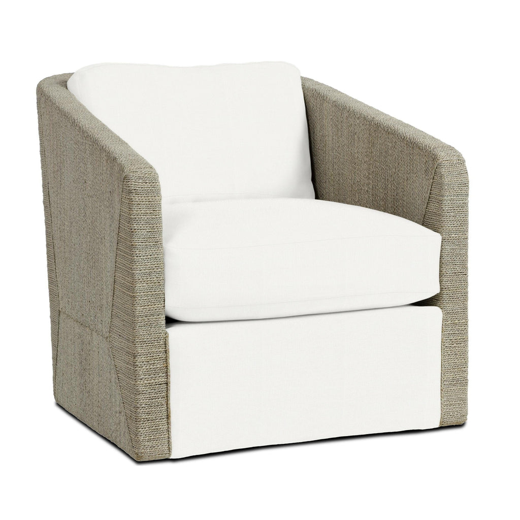 Carmine Swivel Lounge Chair, Fog White - Sea Green Designs