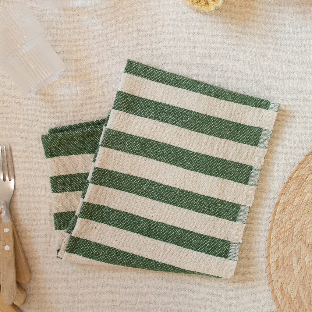 Olive Stripe Hand Towel - Sea GReen Designs