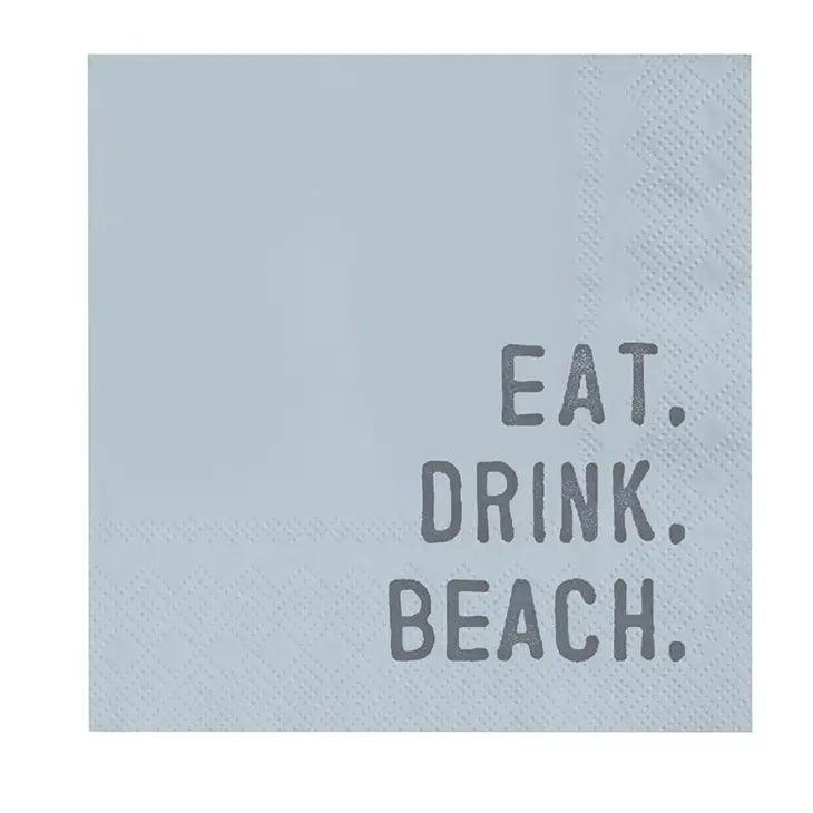 Cocktail Napkin -Eat Drink Beach - Sea Green Designs