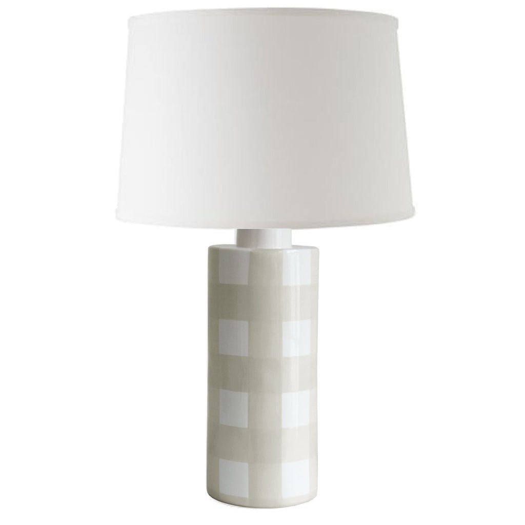 Beige Gingham Column Lamp - Sea Green Designs