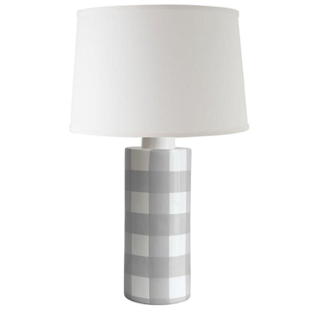 Graphite Gray Gingham Column Lamp - Sea Green Designs