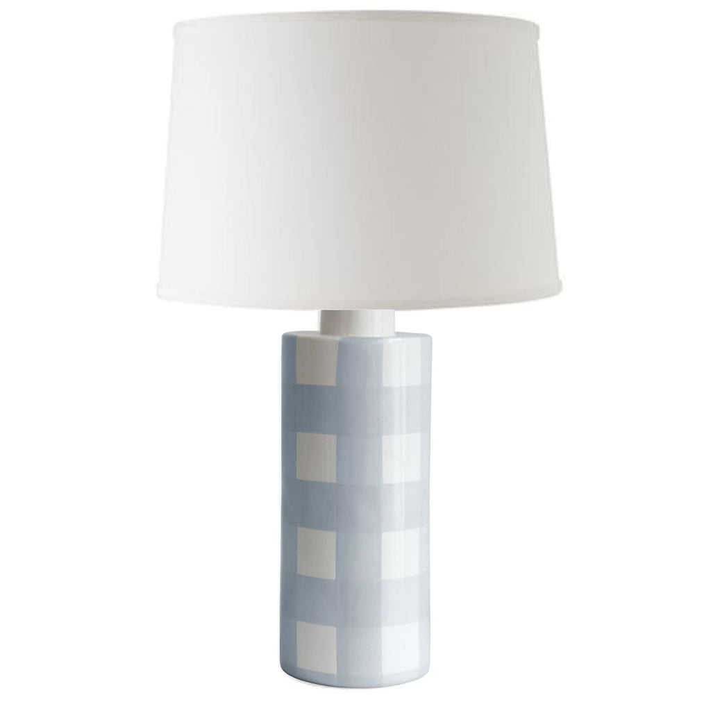 Hydrangea Light Blue Gingham Column Lamp - Sea Green Designs