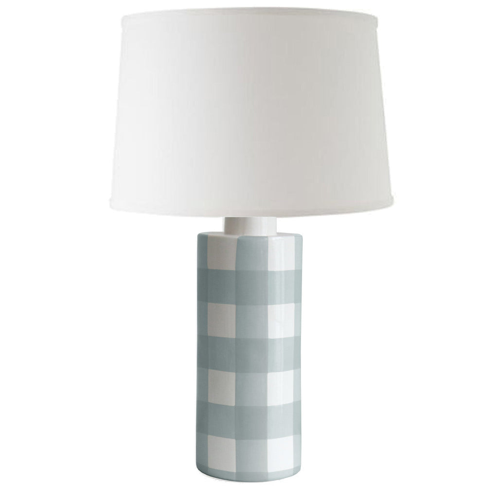 Lamb's Ear Blue Gingham Column Lamp - Sea Green Designs