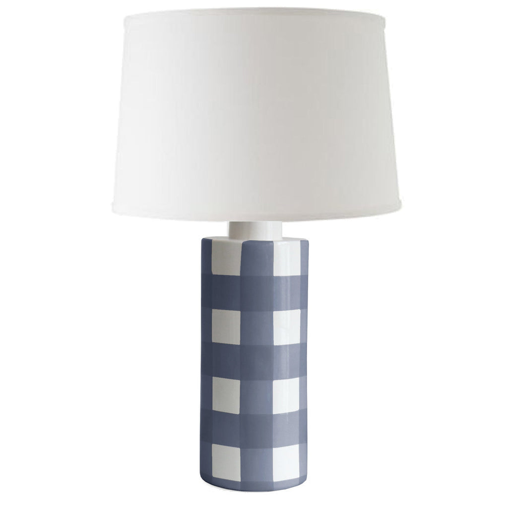 Navy Blue Gingham Column Lamp - Sea Green Designs