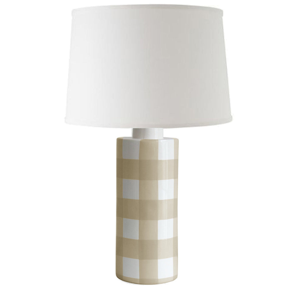 Sand Gingham Column Lamp - Sea Green Designs