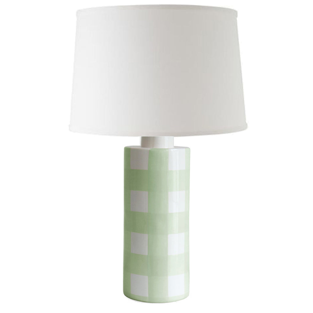 Sea Glass Gingham Column Lamp - Sea Green Designs