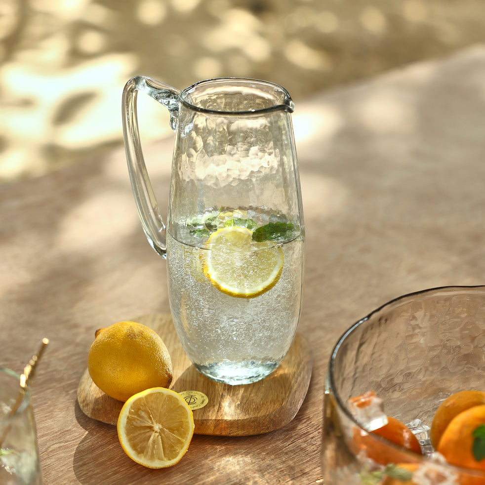 Pebbled Glass Pitcher - Sea Green Designs