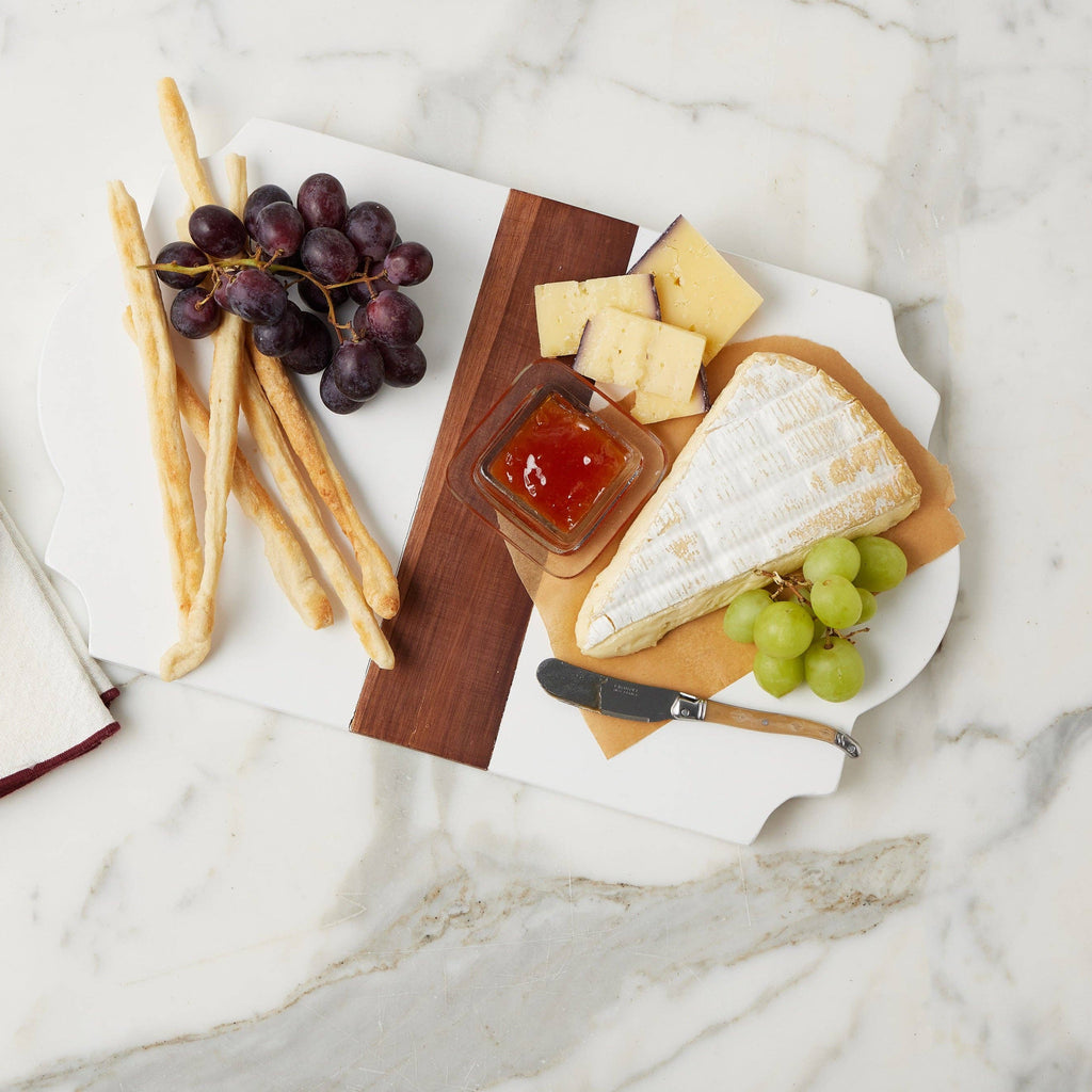 Trefoil Wood Cheese Board Charger in White - Sea Green Designs