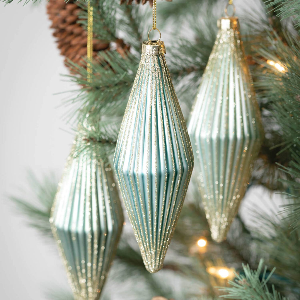 Assorted Retro Drop Ornament, Set of 3 - Sea Green Designs