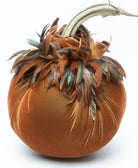 Sandgreen Silk Velvet Pumpkin with Half Bronze Feather Collar - Sea Green Designs