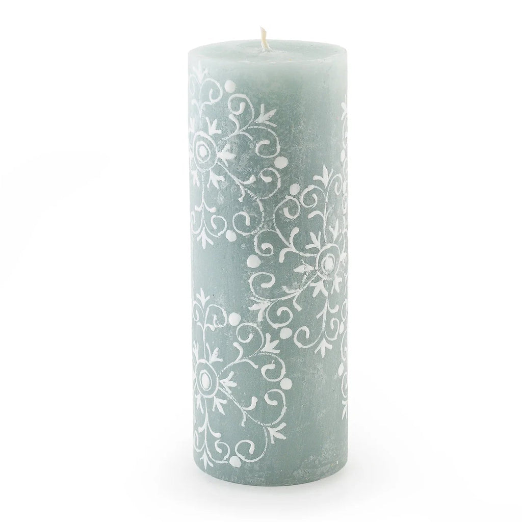 Henna Duck Egg Painted Candles - Sea Green Designs