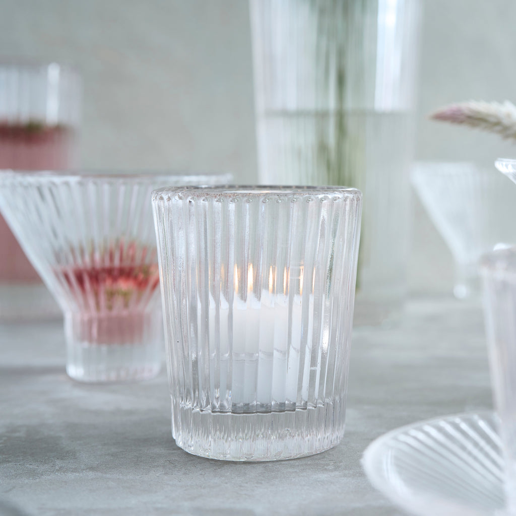 Pressed Clear Juice Glasses, Set of 4 - Sea Green Designs