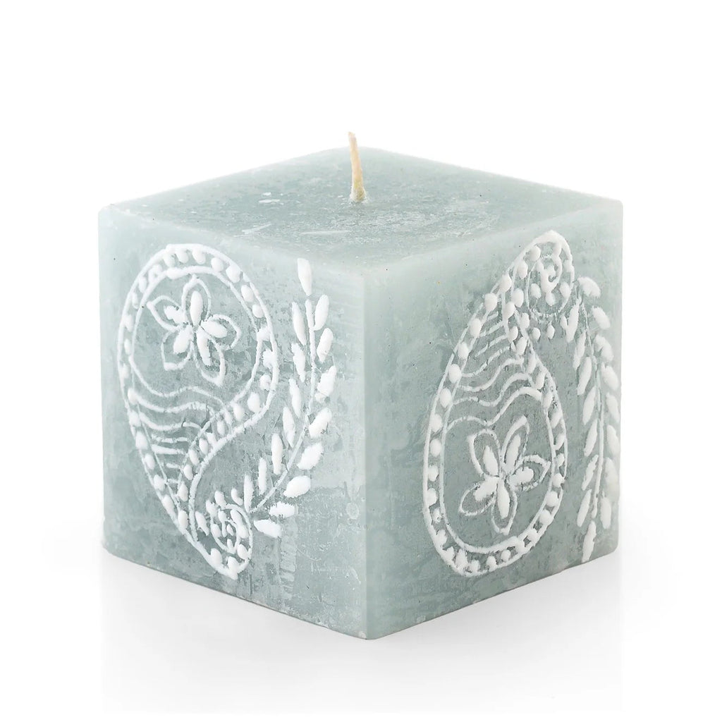 Henna Duck Egg Painted Candles - Sea Green Designs
