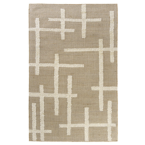 Handwoven Striped Geoblend Rug in Natural/Ivory - Sea Green Designs