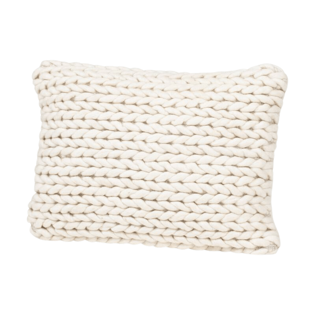 Handwoven Braided White Pillow - Sea Green Designs
