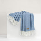 Italian Herringbone Throw Blanket in Chambray - Sea Green Designs
