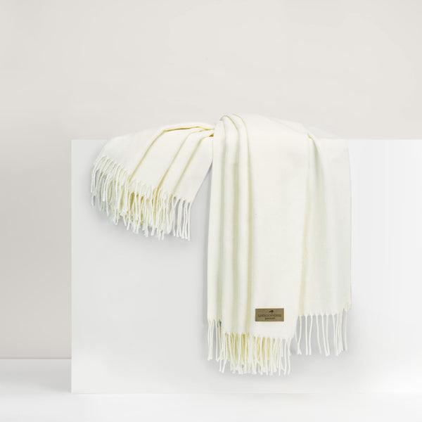 Italian Herringbone Throw Blanket in Ecru - Sea Green Designs
