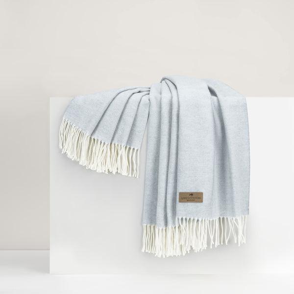 Italian Herringbone Throw Blanket in Hydrangea - Sea Green Designs