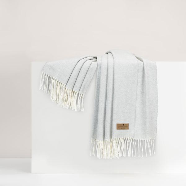 Italian Herringbone Throw Blanket in Silver - Sea Green Designs