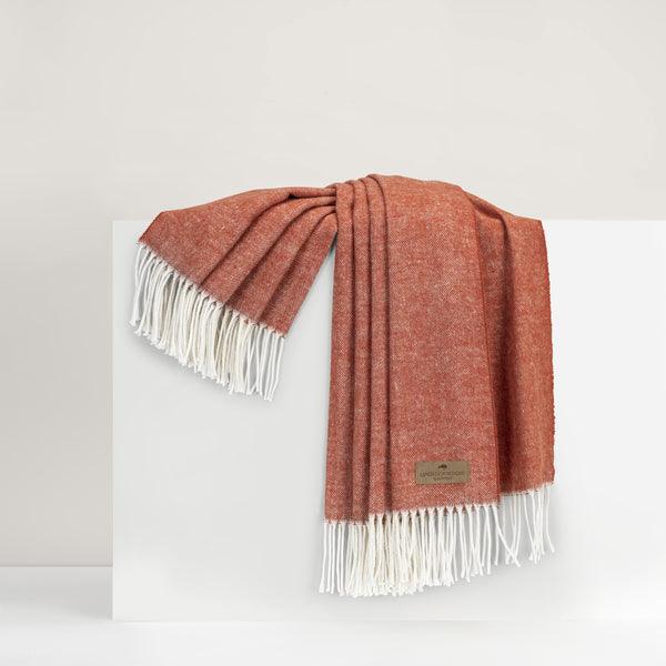 Italian Herringbone Throw Blanket in Spicy Orange - Sea Green Designs