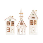 Christmas Village 3-Piece Set with 22K Gold Accents in Ivory