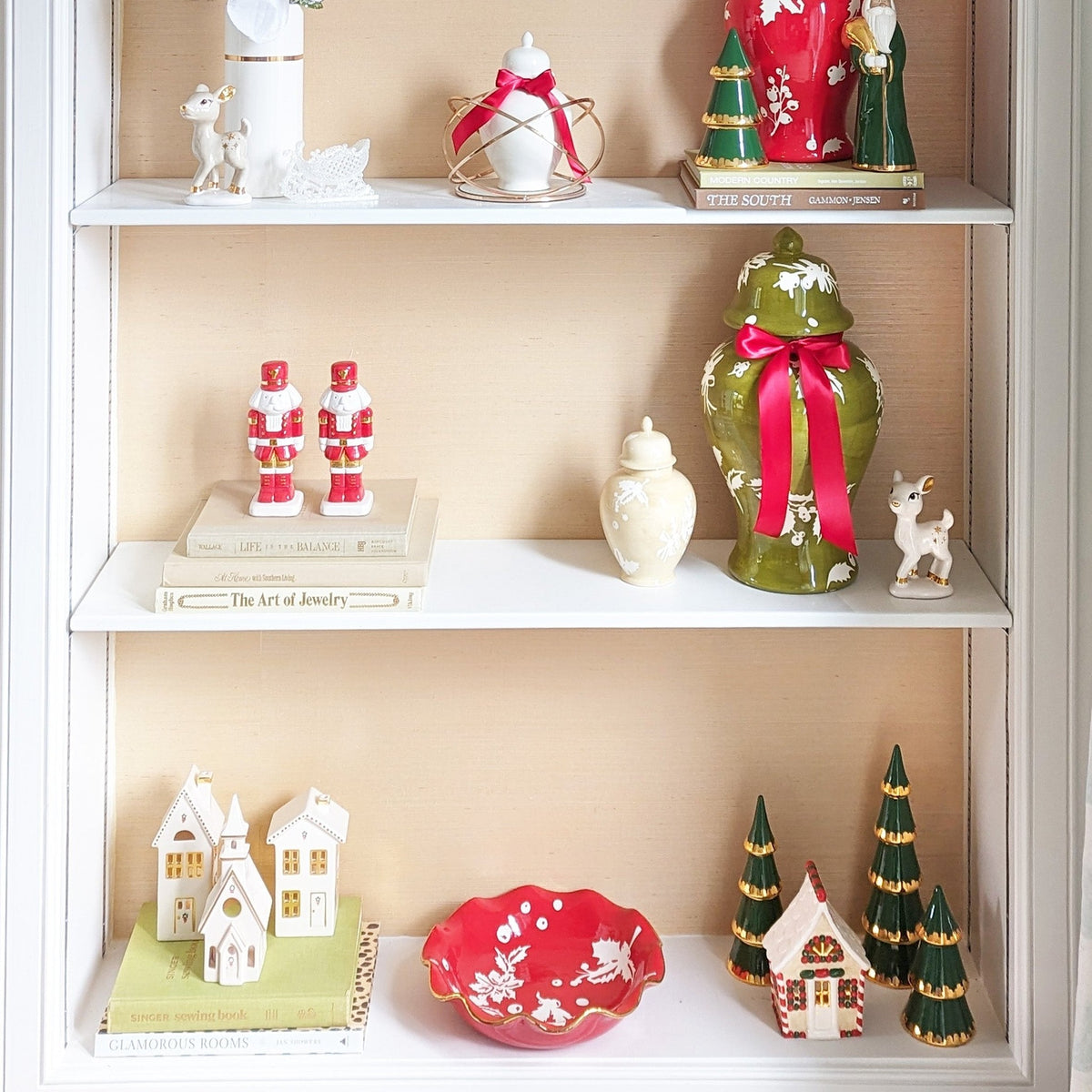 Christmas Village 3-Piece Set with 22K Gold Accents in Ivory