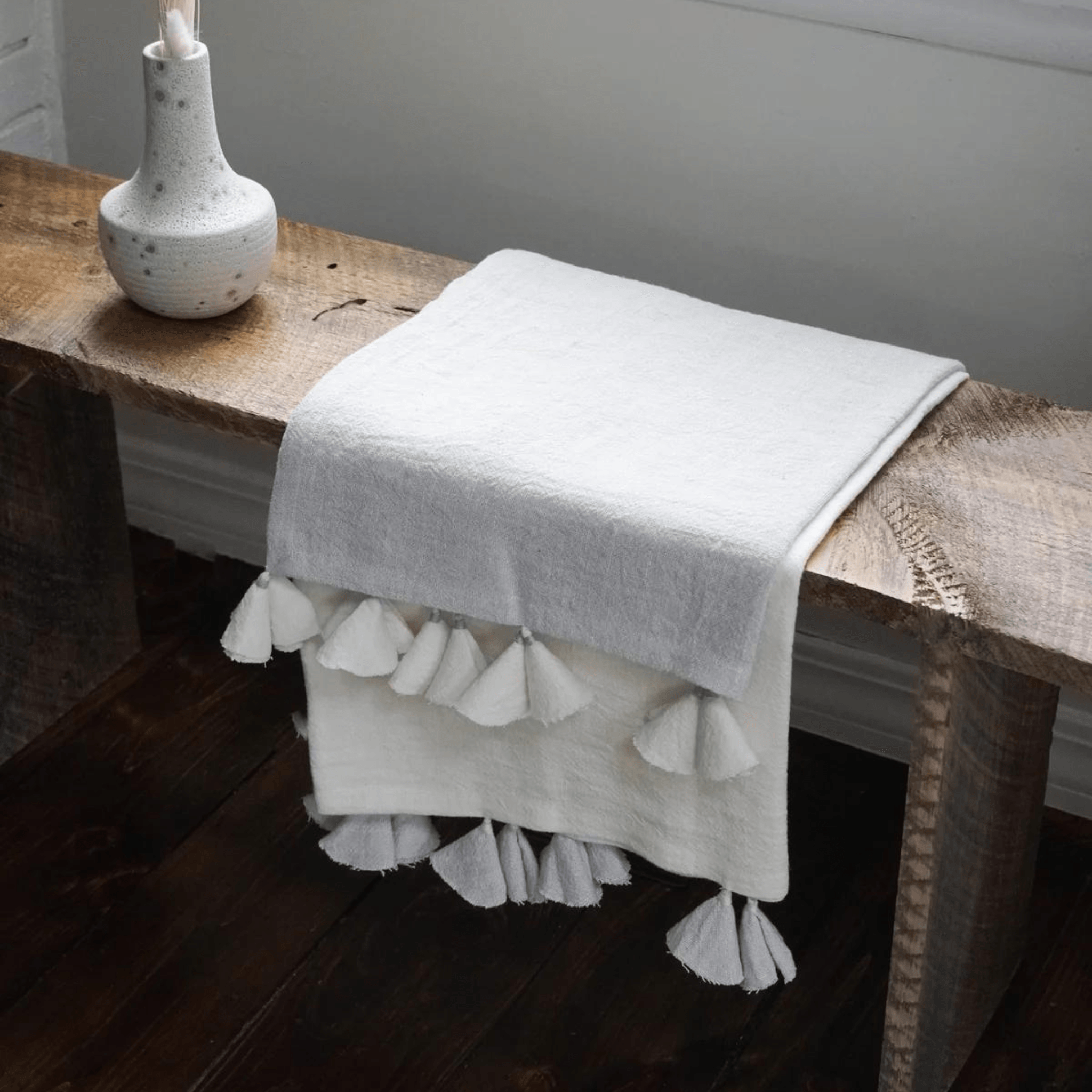 Linen Tassel Throw - Sea Green Designs