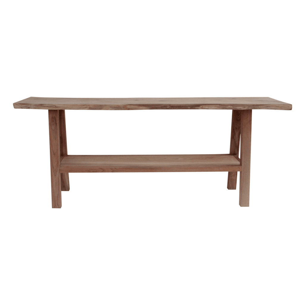 Live Edge Console Table with Shelf Walnut Wood Natural - Sea Green Designs