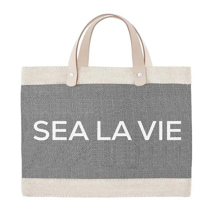 Mini Gray Market Tote - Sea La Vie - Sea Green Designs