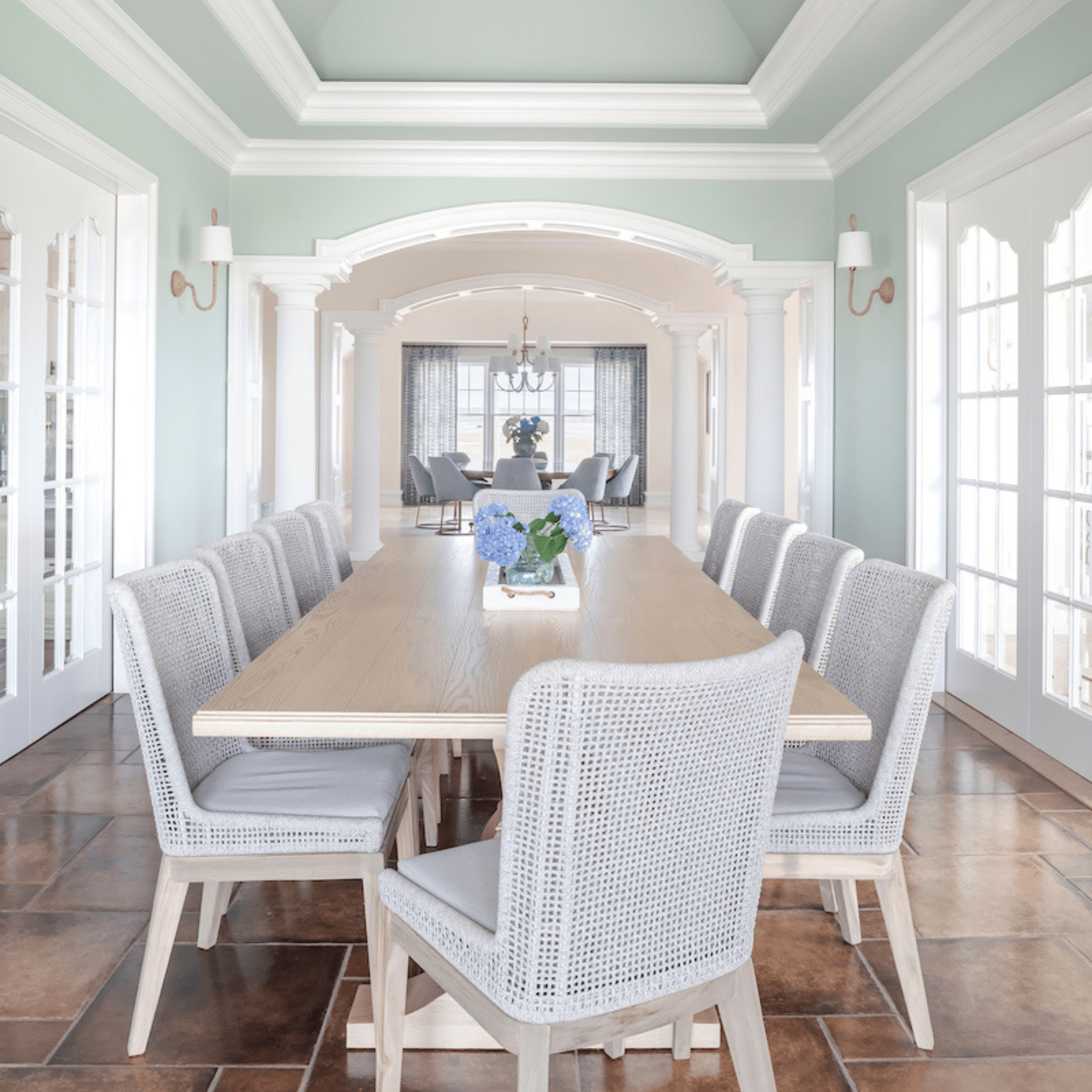 Oxford Double Pedestal Table - Sea Green Designs