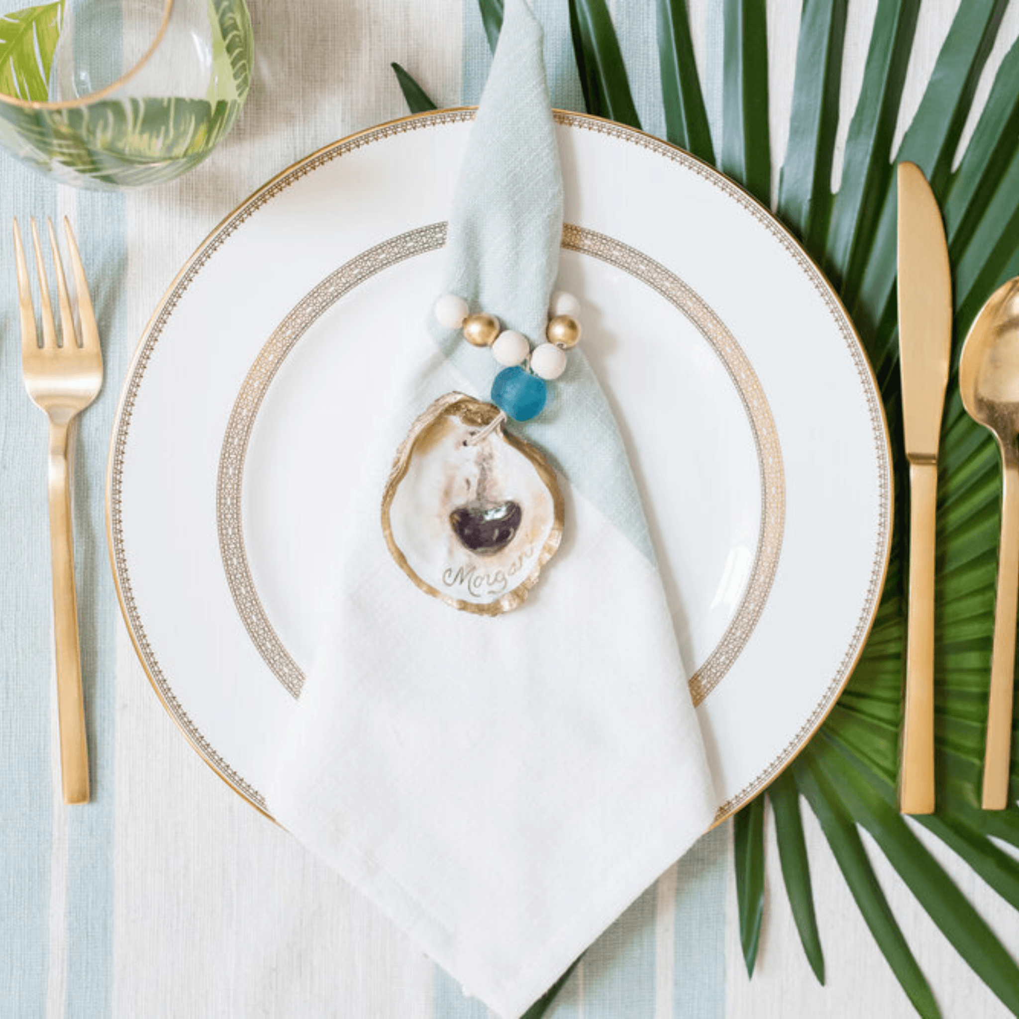 Oyster Shell Napkin Ring - Sea Green Designs