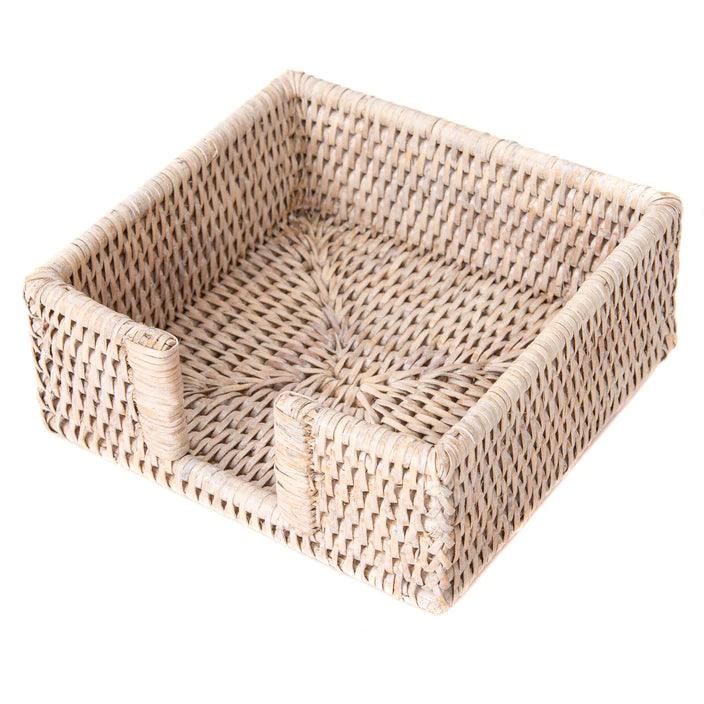 Rattan Cocktail Napkin Holder with Cutout - Sea Green Designs