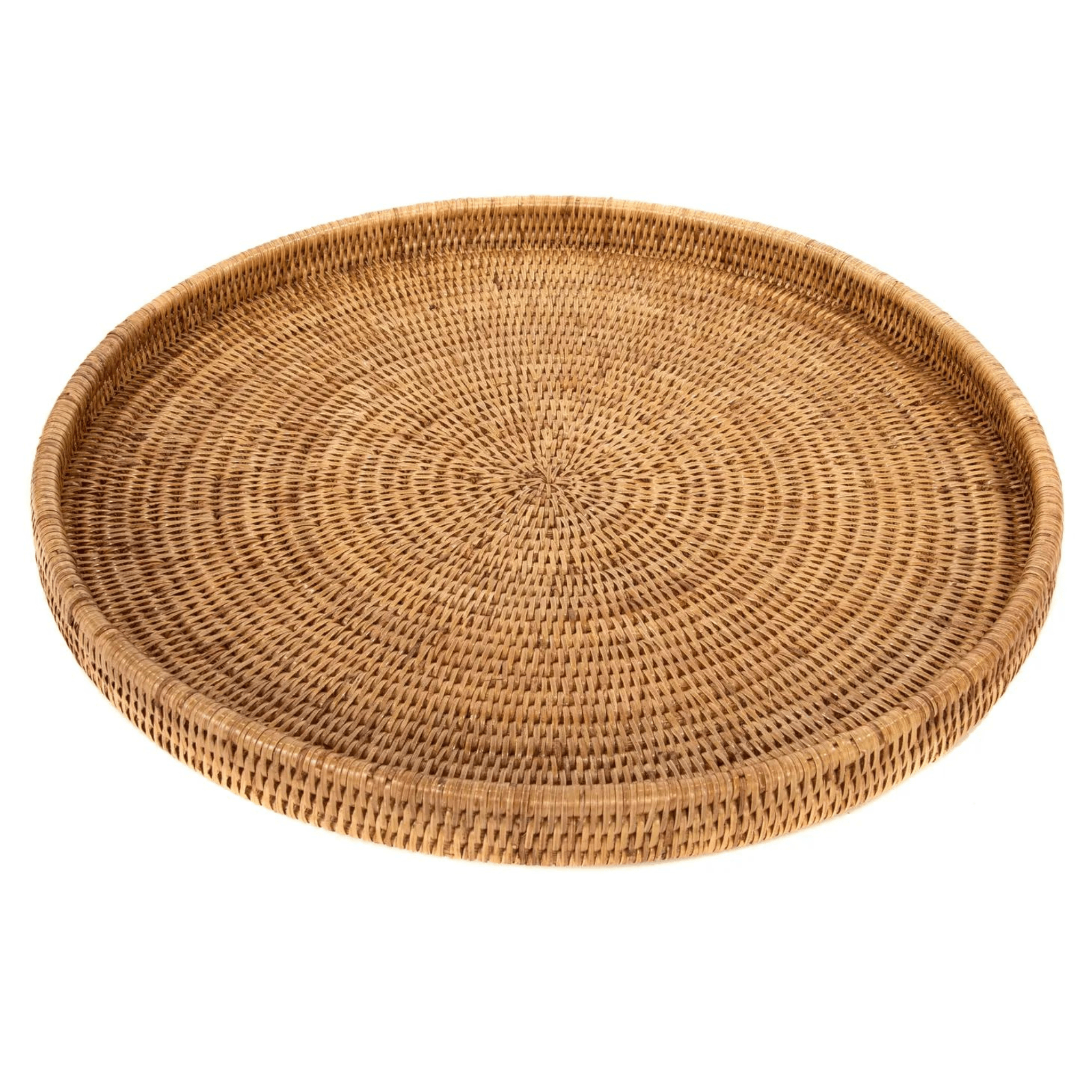 Rattan Round Ottoman Tray - Sea Green Designs