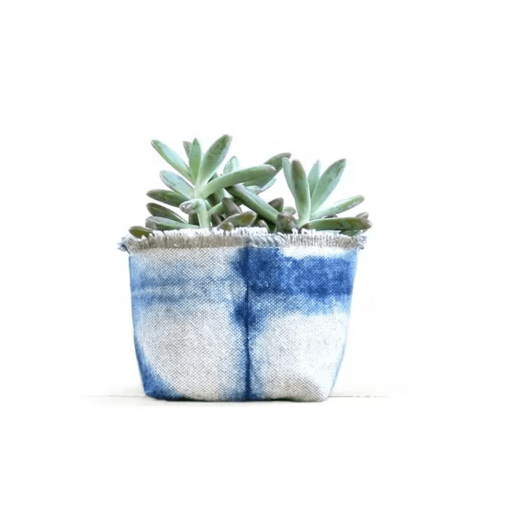 Shibori Indigo Linen Planter - Sea Green Designs