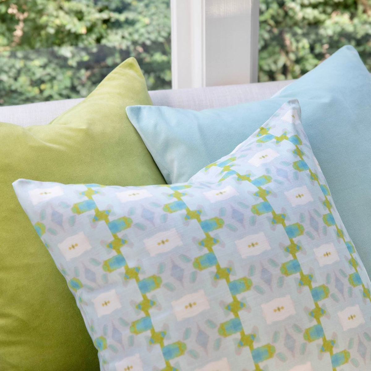 Solid Velvet Pillow in Spa Blue
