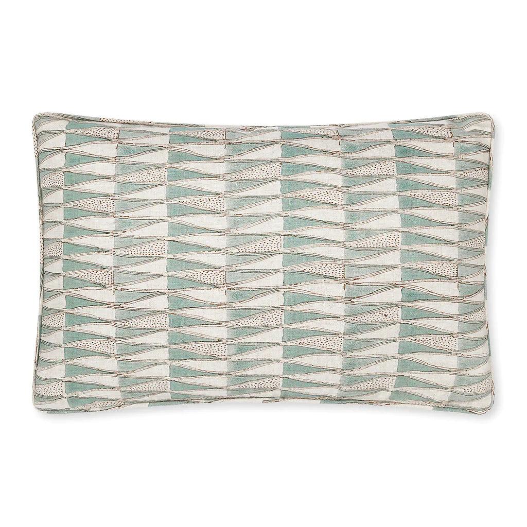 Tangier Lumbar Linen Cushion - Sea Green Designs