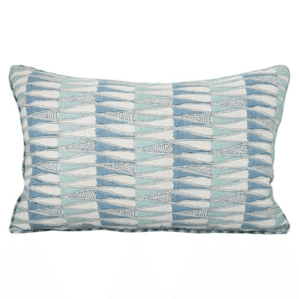 Tangier Lumbar Linen Cushion - Sea Green Designs