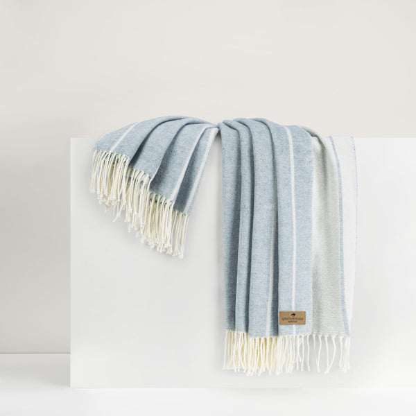 Crystal Blue Fiji Stripe Throw - Sea Green Designs