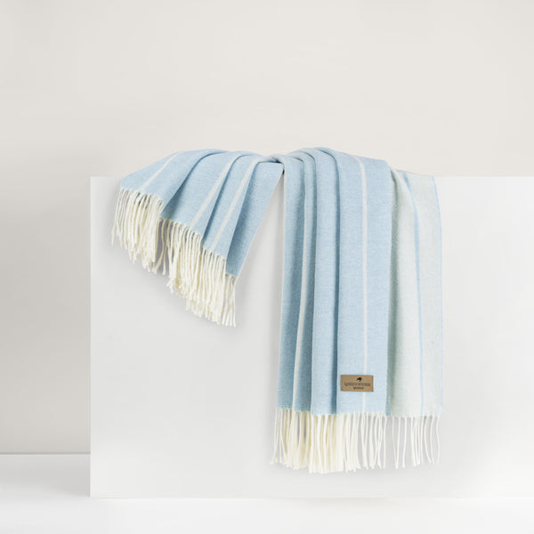 Sky Blue Fiji Stripe Throw - Sea Green Designs