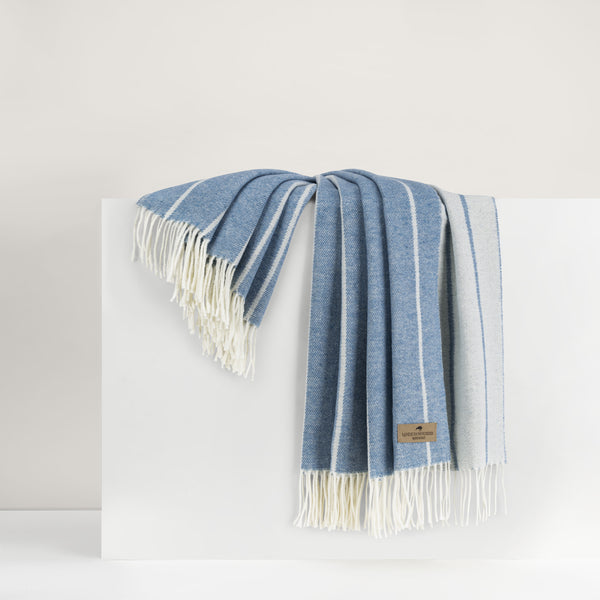 Blue Denim Fiji Stripe Throw - Sea Green Designs