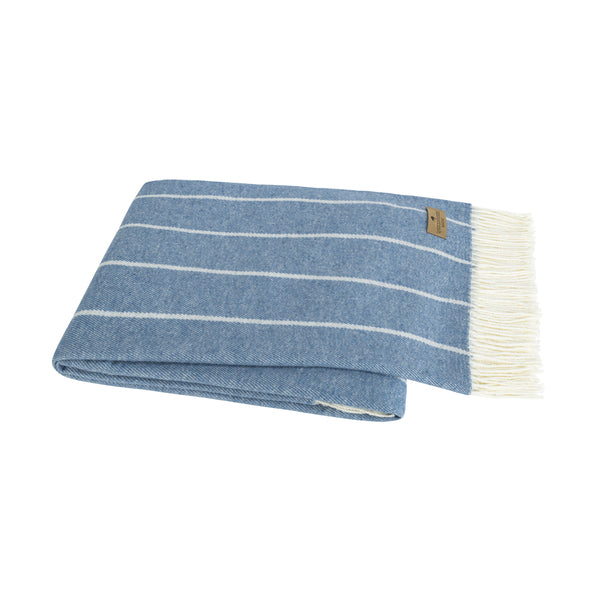 Blue Denim Fiji Stripe Throw - Sea Green Designs