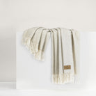 Heathered Ivory Herringbone Cashmere Throw  Sea Green Designs