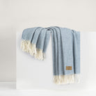 Sky Blue Herringbone Cashmere Throw - Sea Green Designs
