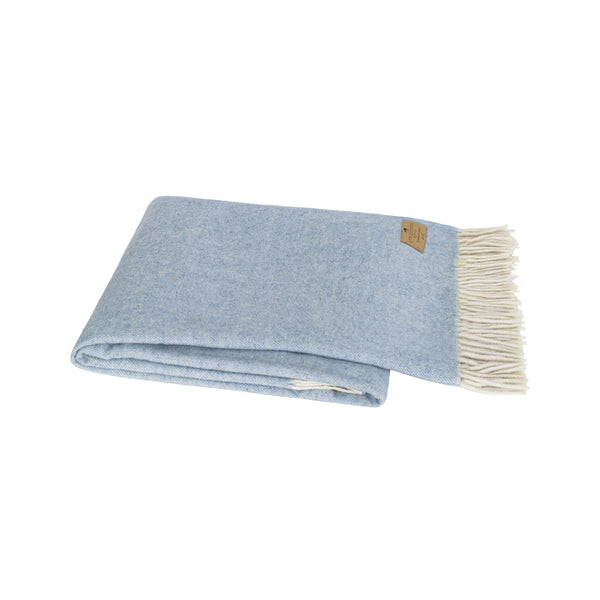 Sky Blue Herringbone Cashmere Throw - Sea Green Designs