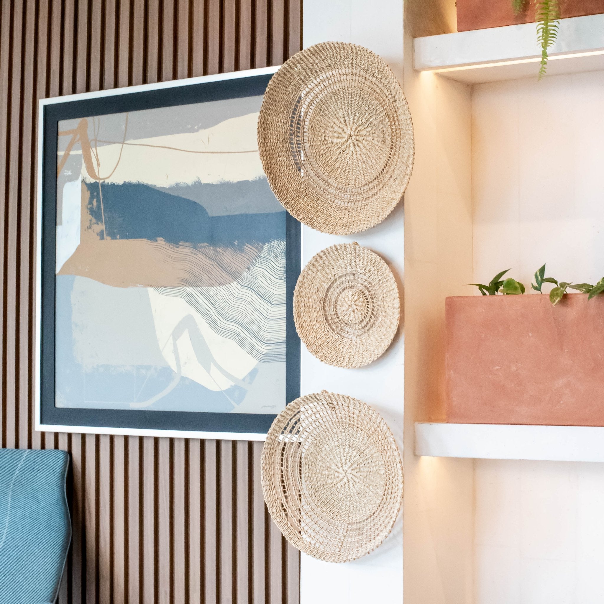 Open Weave Wall Baskets, Large - Sea Green Designs